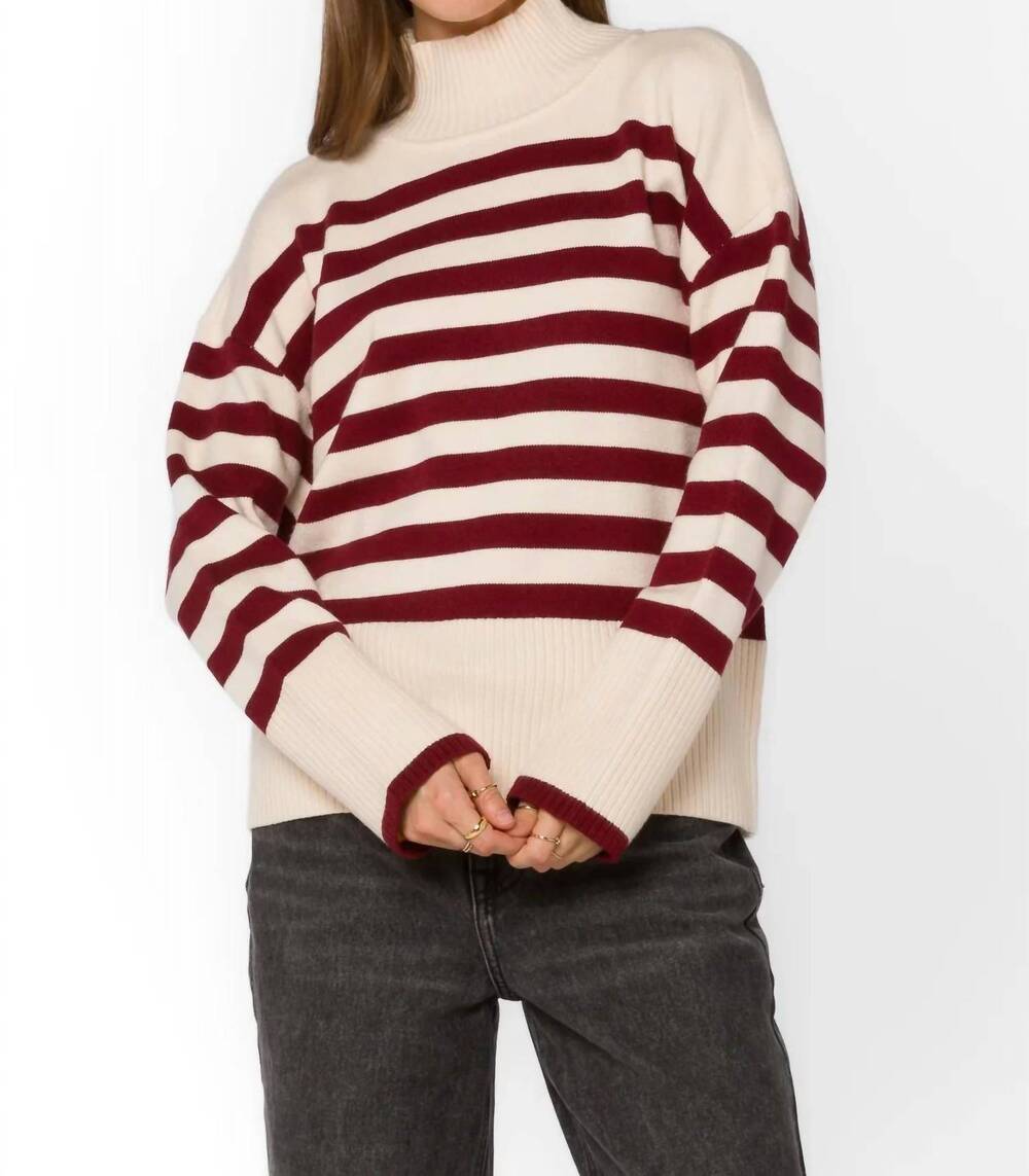 NEW VELVET HEART kendall striped turtleneck sweater in cream